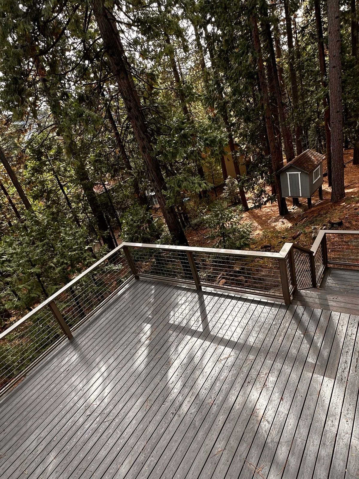 New deck construction at mountain cabin